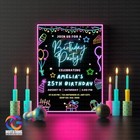 Editable Neon Birthday Party Invitation Template  Glow Party Template
