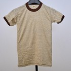 Vintage Russell Athletic Youth M Ringer T-shirt Heather Brown Made Usa