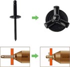 50pcs 3 16  X 1  Large Head Tri-fold Exploding Aluminum Pop Rivets  black 