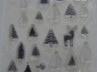 Set Of Mini Holiday Christmas Themed Clear Stamps Trees Snowman Reindeer Read