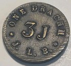 Antique J l b  Apothecary Weight Token 1 Drachm 3j Coin Vintage