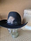 Vintage Bronco Cowboy Hat With Feather Trim  Nos W  Original Box 7 38  Diameter