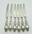 6 Antique Sterling Handle Citrus Knives With Stainless Blades  11878