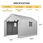 8x10 Ft Storage Shed All Weather 140g Pe Heavy Duty Bike Tent Garden Garage Gray