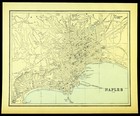 Antique Naples Italy Map City Street Wall Art Decor Old Original Antique