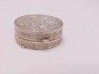 Vintage 900 Silver Round Engraved Etched Pill Snuff Trinket Box