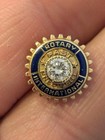 Vintage Rotary International Past President 10k Yellow Gold Pin Real Diamond