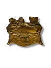 Victorian Art Nouveau Gold Metal Brass Jewelry Trinket Casket Box 128 Vintage