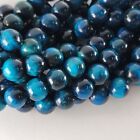 Blue Tiger s Eye Beads Dyed Natural Smooth Round Gemstone Beads 6mm 8mm 10mm