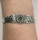 Vintage Fred Harvey Turquoise Cuff Bracelet - Engraved  925 Sterling Silver