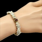 Vtg Baroque Stick Real Pearl   Ruby Vermeil Bangle Victorian Revival 6 75 