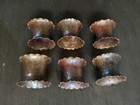 6 Vintage Hand Hammered Copper Napkin Rings Hourglass spool Shape Scalloped Edge