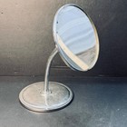 Vtg Chrome Gooseneck Vanity Double Mirror Flexible Makeup Shaving Mirror Silver