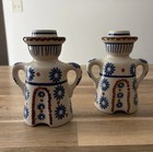 Poland Ceramic Candle Holders Boy   Girl Spoldziel Nia Boleslawiec Signed