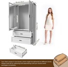 Wooden Wardrobe Closet Armoire With 2 Doors White Storage Cabinet