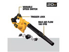 Dewalt Dce100 20v Cordless Blower 20 Volt Max Compact Jobsite 100cfm Tool Only
