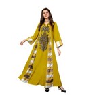 Elegant Embroidery Muslims Long Dress Loose Long Sleeve Dubai Arabic Kaftan Robe