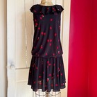 Vintage 1970s Aristos Carnaby Street 1930s Style Drop Waist Day Dress Xs s