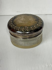 Antique Silver Hallmarked Cut Glass Powder Vanity Jar Vintage Trinket Box Ddp
