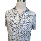 Tailor Vintage Men s Size L White Blue Short Sleeve Shirt Palm Tree Print