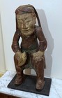 Beautiful Old Thai Buddhist Painted Wood Statue Of A Male Ancestor Holding Shell