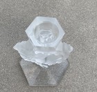 Lalique Crystal 6 5    Mesanges Love Birds   Wreath Candlestick Holder