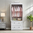 2 Door Armoire Wardrobe Closet  2 Drawers Original Wood Color Closet Cabinet