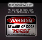 Beware Of Dog Sign Private Property No Trespassing Dog Warning A 10x7 In - 2pcs