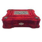 Antique Red Velvet Vanity Box Set Celluloid French Ivory Brushes Mirror 10pc