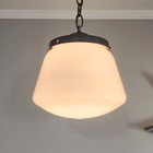 Antique Vintage Milk Glass Brass Pendant Ceiling Light Lamp Eat In Kitchen Entry