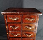 Antique Chestnut Oak Wood Apothecary Watchmakers Benchtop Cabinet Chest 17 5 
