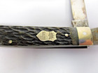 Vintage Schlieper J Model Trapper 2 Blade Folding Pocket Knife Black Bone 80s