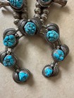 Vintage Zuni Silver And Turquoise Squash Blossom Necklace Circa 1950