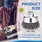 30 Pack 3 Inch Coarse Crimped Wire Cup Brush For Angle Grinder  5 8 -11     