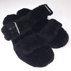 Ugg Australia Slippers Womens Black Fuzz Yeah Slide Sheepskin Shearling Slip On
