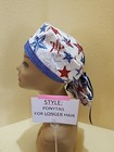 Decorative Stars 4th patriotic Sale Women s Ponytail Surgical Scrub Hat cap  