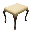Exquisite 19th Century Queen Anne Style Upholstered Stool