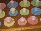 Lot Vintage Hazel Atlas Child s Dishes Pastel Set  32 Pieces  cups And Saucers