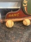 Vintage Unusual  catch It Here Hang Run  Wooden Baseball Coat hat Hanging Rack      