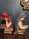 Rare Finds As A Pair Of Vintage Victorian Girl Reading Book Sculpture Bookends