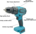 18v Impact Electric Cordless Drill Driver Variable Speed Compatible With Makita