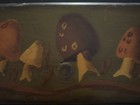 Vintage 70 s Mushroom Wall Hanging Plaque Art Decor Mcm Ooak Retro Hand Painted 