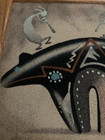 Navajo Sand Art Picture Painting Guardian Black Bear   Kokopelli Signed Framed