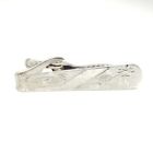Vintage Sterling Silver Tie Bar Tie Clip  Floral Etched Design  Retro Estate