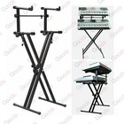 2-tier Adjustable X Style Pro Dual Music Electronic Piano Double Keyboard Stand