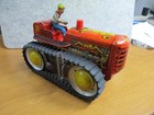 1940 s Vintage Marx Tin Litho Wind Up Climbing Tractor W driver -works   