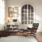 Classic Eams Style Lounge Chair And Ottoman Set Top Grain Leather Rosewood