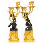 Pair Of French Antique Four-light  satyr   Bacchante  Candelabra After Clodion