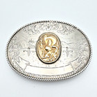 Sterling Silver 10k Gold Belt Buckle Vintage John Mccabe Rodeo Western 86g