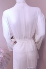 Dreamgirl White Chiffon Lace Trim Bridal Robe Dressing Gown Wrap Belted Medium 